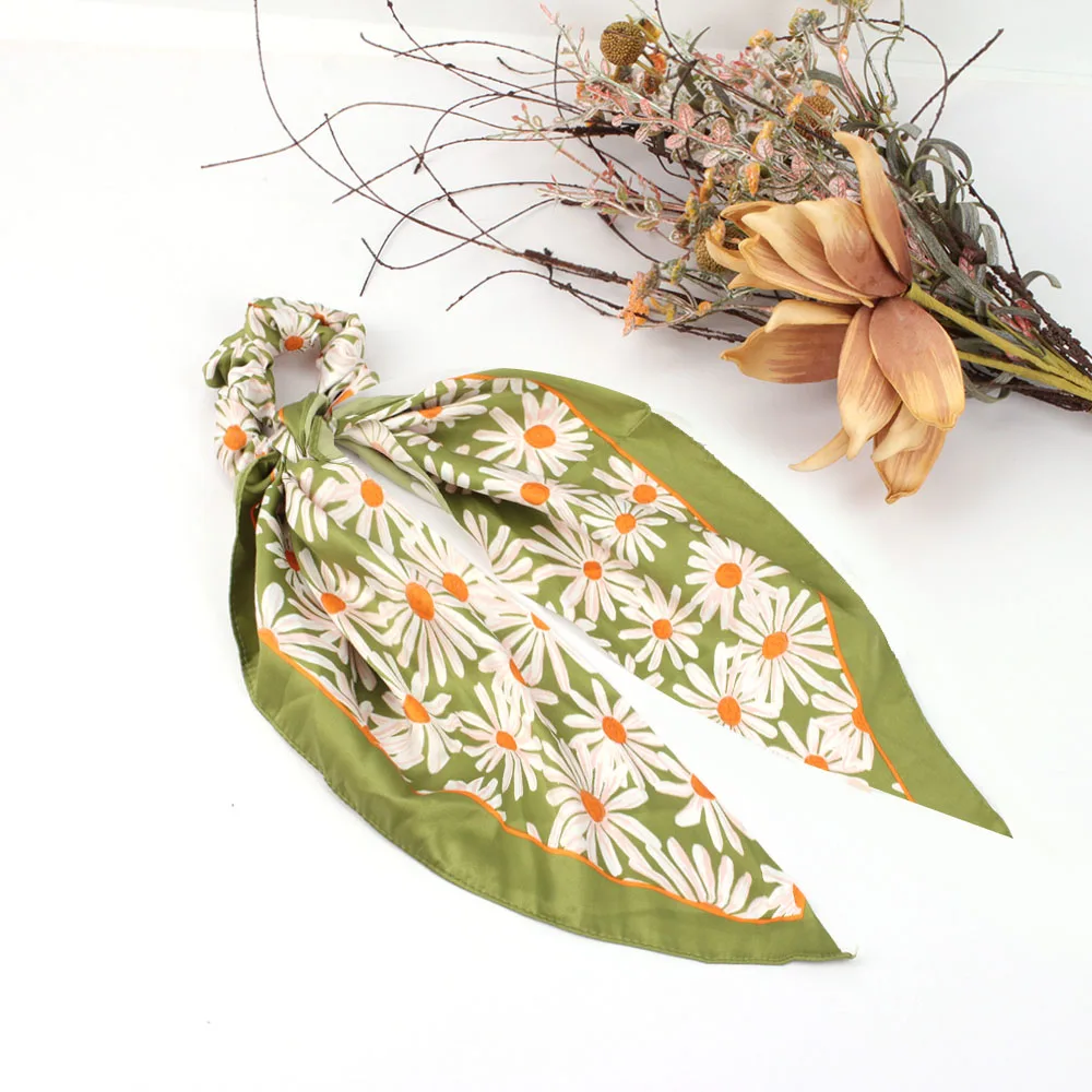 

Oaoleer New Women Elastic Headdresses Knotted Floral Wild Ladies Large Intestine Rings Bow Large Intestine Hair Ring Floral