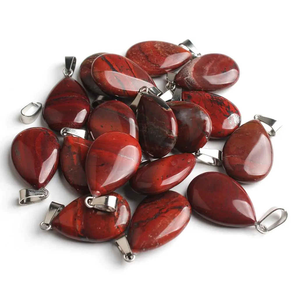 Red Stone 10 шт./лот, подвески в форме капли воды, подвески, подвески с кварцевым тигровым глазом, бирюза, унакит, подвеска для ювелирных изделий, сделай сам, браслет - Цвет: Red Stone