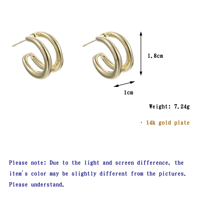 

ONYSS Trendy 925 Silver Gold Jewelry Women's Earring C-shape Simple Design Stud Earrings For Women 2021