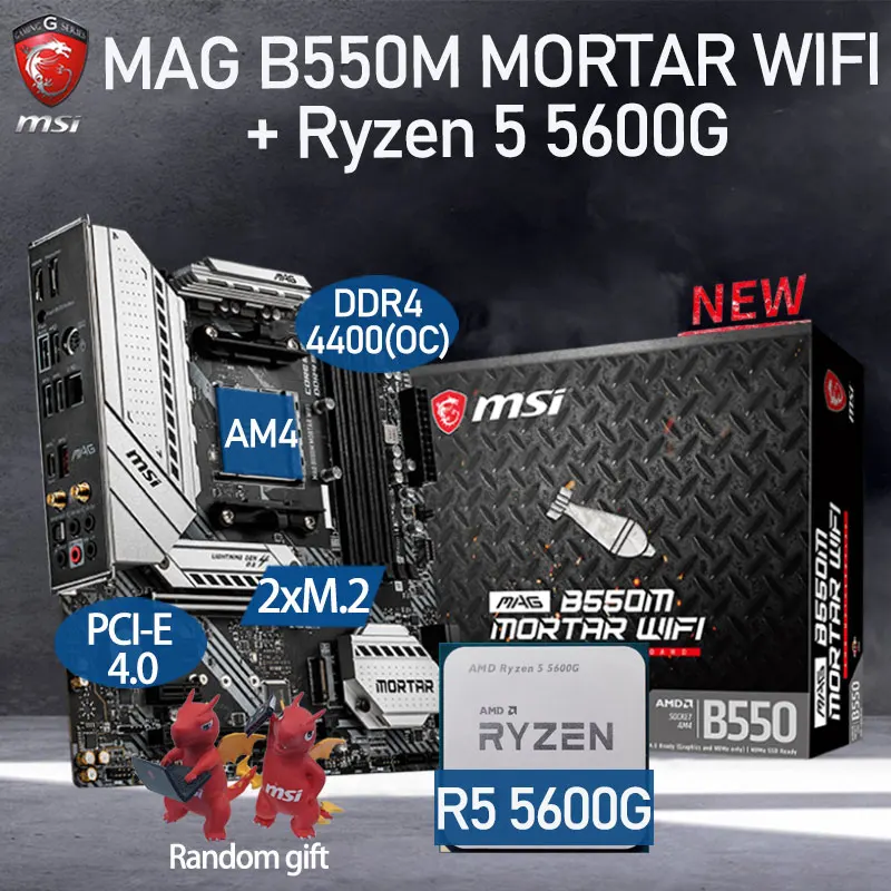 

MSI MAG B550M MORTAR WIFI Motherboard Combo + AMD Kit Ryzen 5 5600G DDR4 128Gb M.2 PCI-E 4.0 B550 Placa-mãe Set AM4 Desktop B550