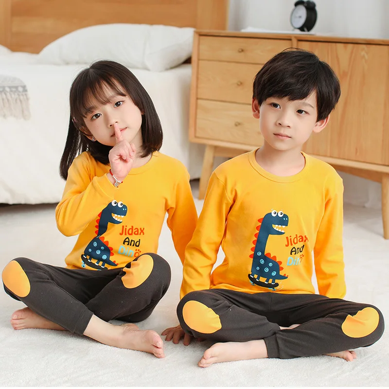 

Cotton Long Sleeve Cartoon Dinosaur Pajamas Set For Girls Boy Pyjama Kids Top Pants 2pcs Pijama Suit Cute Children Clothing Sets