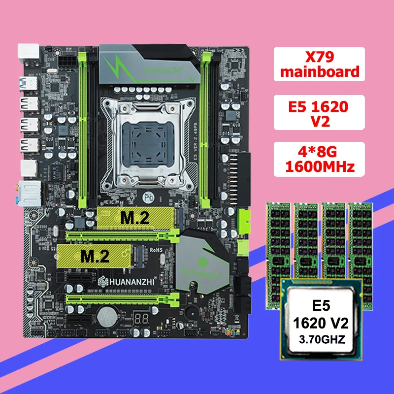 Материнская плата HUANAN V2.49 X79 cpu ram combos Xeon E5 1620 V2 cpu(4*8G) 32G DDR3 RECC memorry все хорошо протестировано 2 года гарантии