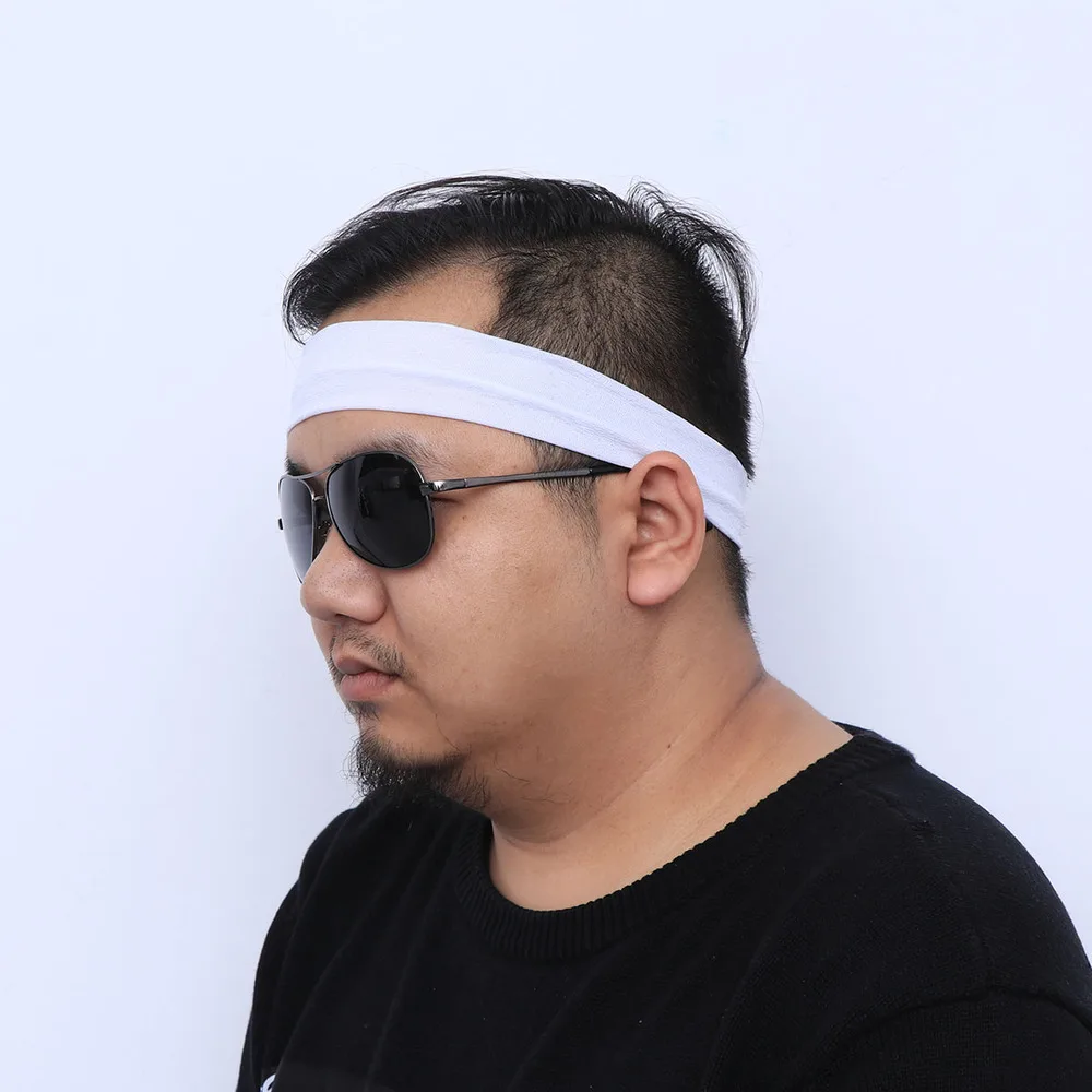 

2PCS Yoga Headband Sports Elastic Bandanas Sports Yoga Supplies Dance Biker Wide Headband Stretchy Tape Hairband (White)