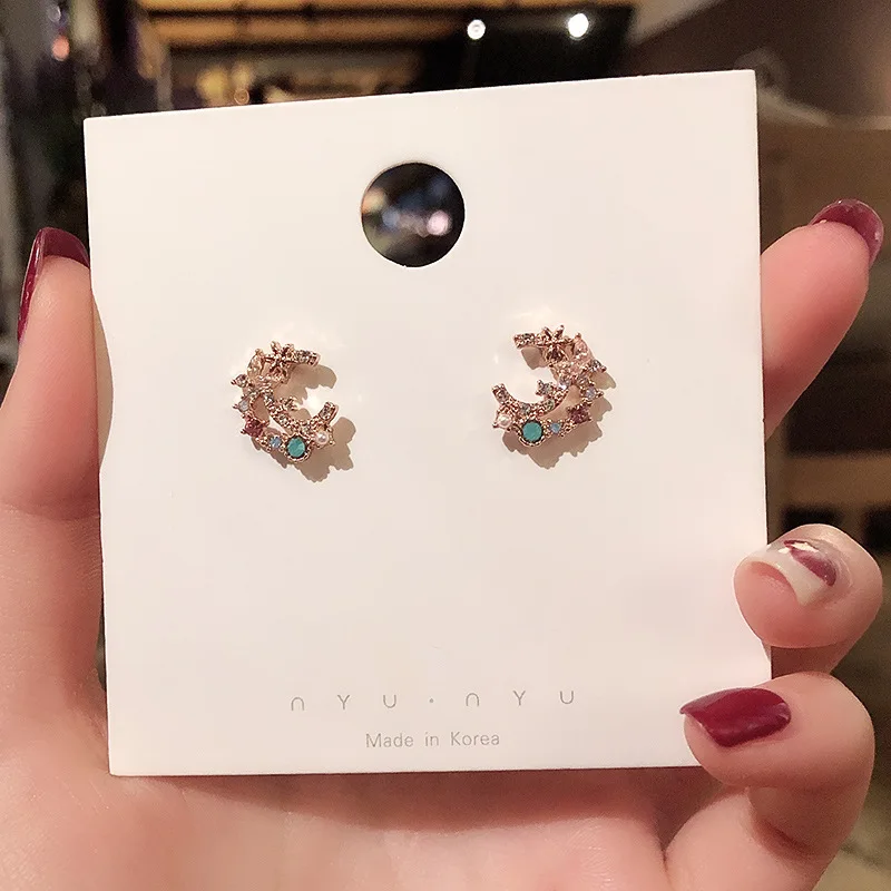 

Wholesale Earrings Sterling Silverss Pin Post Petal Eardrops Moon Studs Women Jewelry Gift