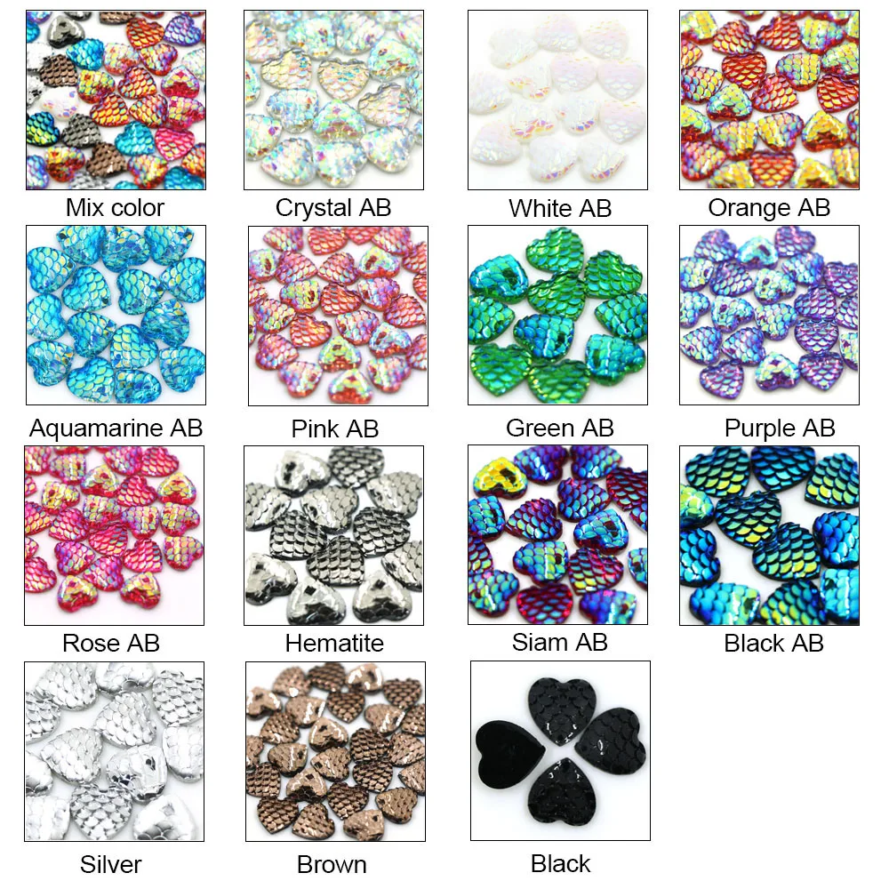 Стразы AB в форме сердца чешуйчатая смола плоское стекло 12 мм 100 шт. | Дом и сад