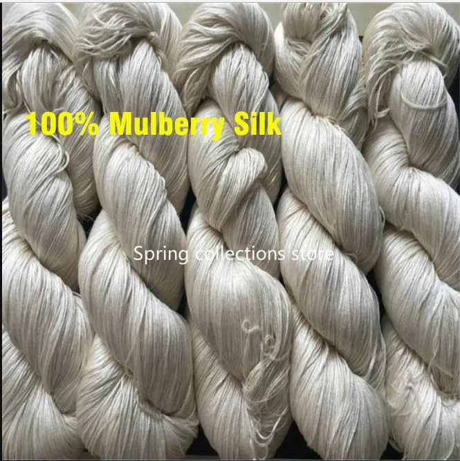 100 г Мягкая гладкая 100% шелковая пряжа моток кружевная для ручного вязания 750 м/100 г.