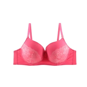 Xiushiren Plus Size Lace Sexy Push Up Bras For Women Floral Underwire Brassiere Nylon Lingerie bh 42 44 46 48 DDD F DDDD G Cup - Цвет: Pink