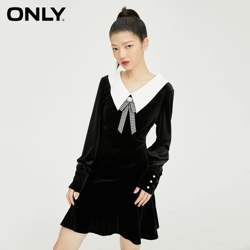 

ONLY black velvet small dress women | 121407038