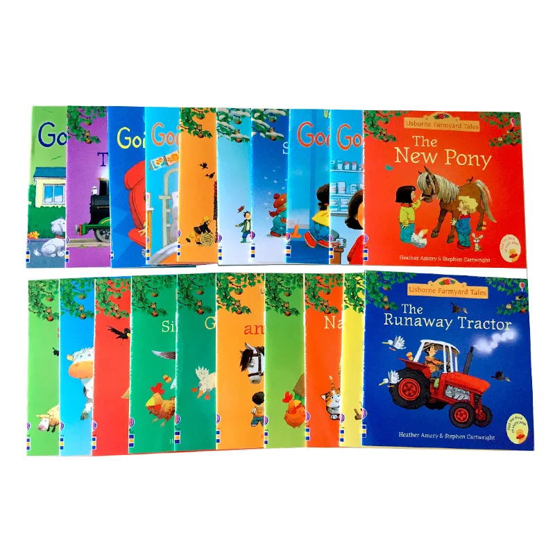 

20 шт./компл. 15x15 см, детские книжки с изображениями известных историй на английском языке, серия детских книг на ферме