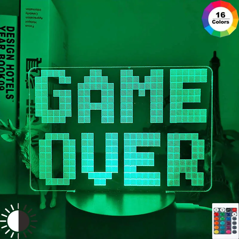 Ночник Gameover 3D для игровой комнаты настольное освещение настройки декор