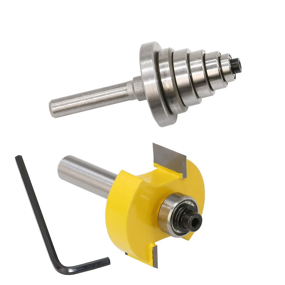 

1/2"1/4“ 8mm" Shank Adjustable Rabbet Router Bit with 7 Bearings Set Woodworking cutter Tenon Tools