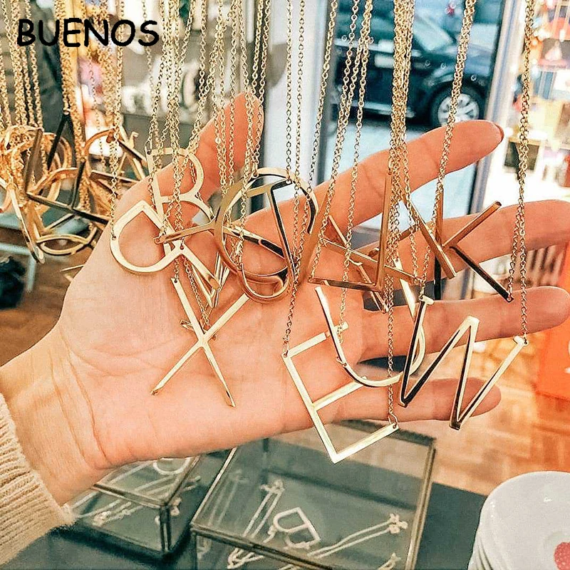 Женское Ожерелье с большим буквенным принтом BUENOS простое
