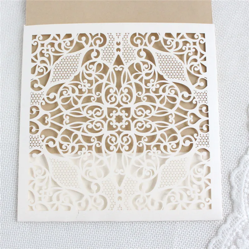 Слоновая кость Пригласительные открытки карманная Гуманистическая лазерная