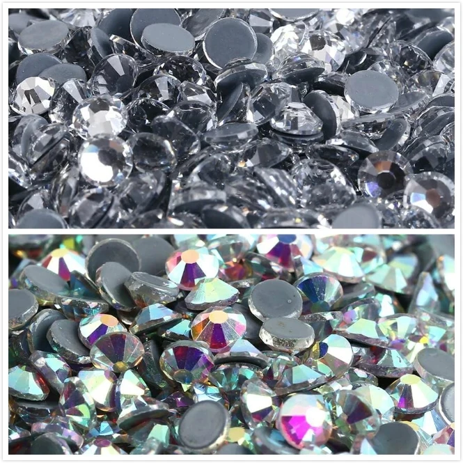 

10bags/lot Clear Crystal AB Hot Fix Rhinestone Super Bright Glass Strass DMC Hotfix Iron On Rhinestones For Fabric garment