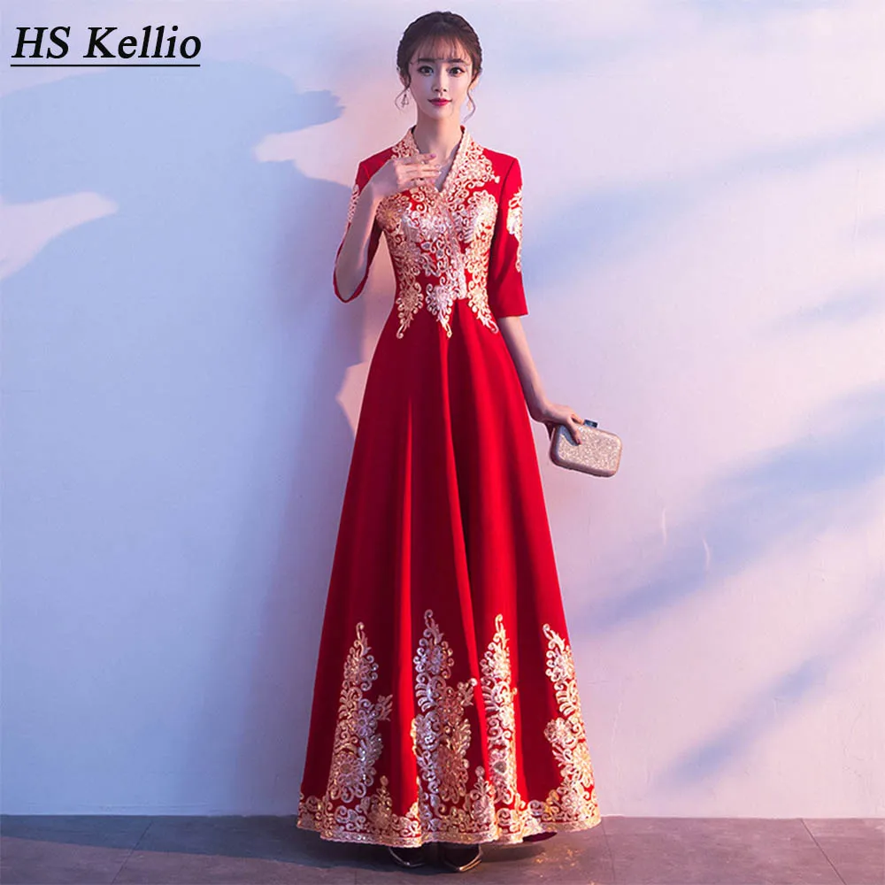 Мусульманское вечернее платье HS Kellio красные красивые кружевные длинные арабские