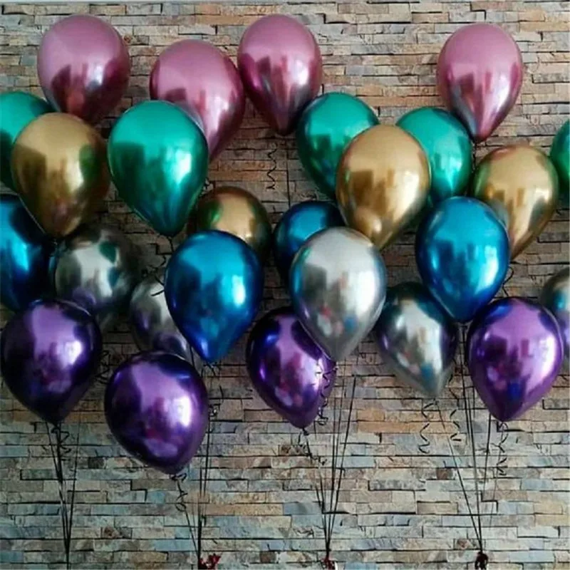 

50pcs New 10inch 1.8g Chrome Rose Gold Balloon Fashion Metal Balloon Thicken Pearly Metal Wedding Decoration Metallic Balloons