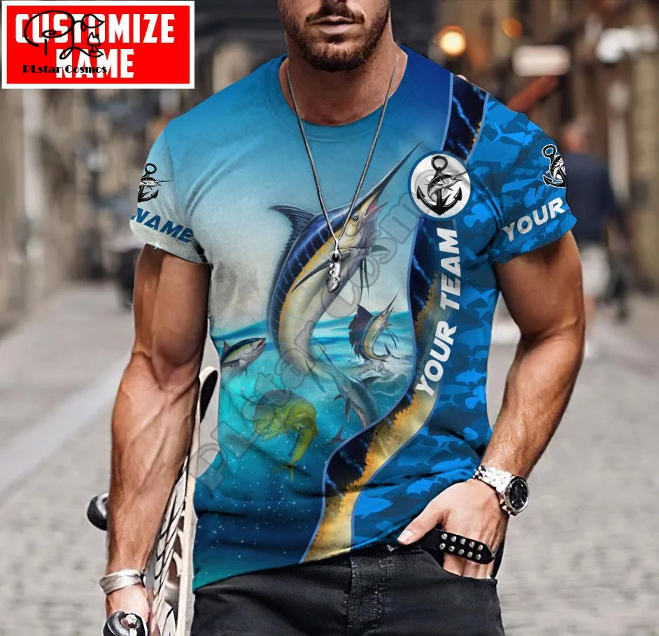 Летняя Повседневная забавная футболка PLstar Cosmos с рисунком животных Mahi рыболовный