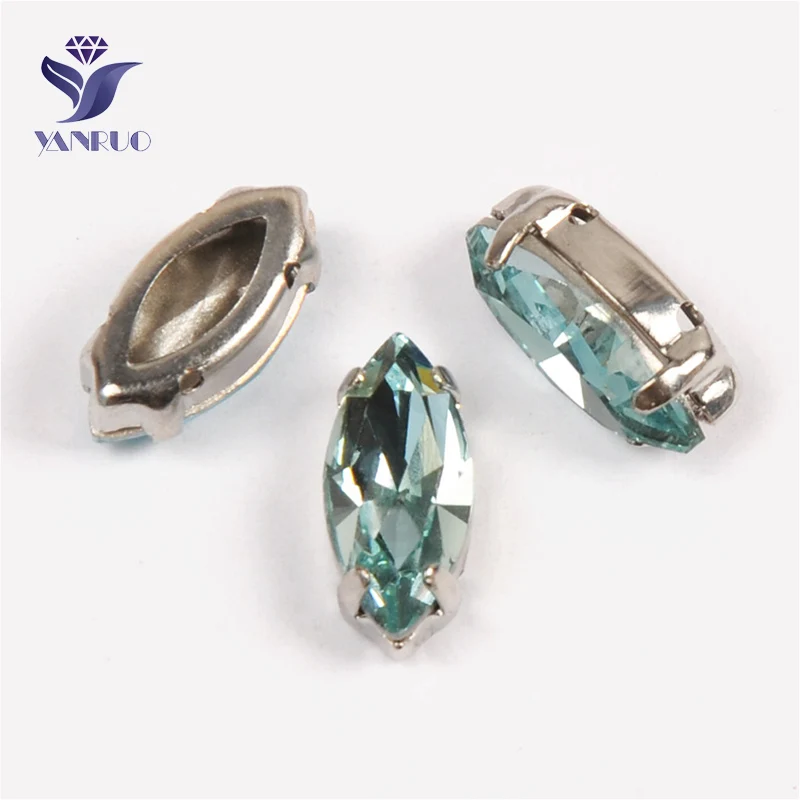 Aquamarine Yanruo 4200 забавные маркизы с камнями K9 Глаза Лошади Стразы заостренные сзади Стразы все для шитья - Цвет: Aquamarine