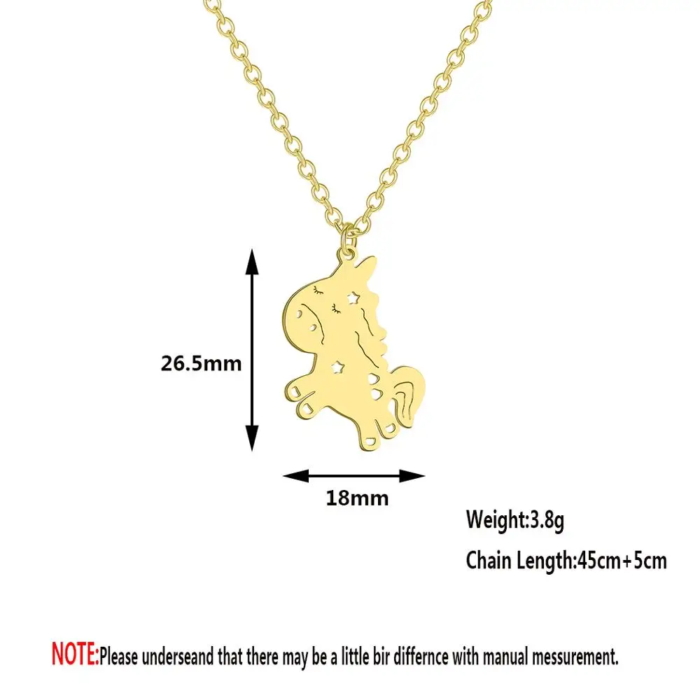 Chandler Stainless Steel Cartoon Unicorn Horse Necklace for Kids Girls Best Friends Forever Animal Collares Jewellery | Украшения и