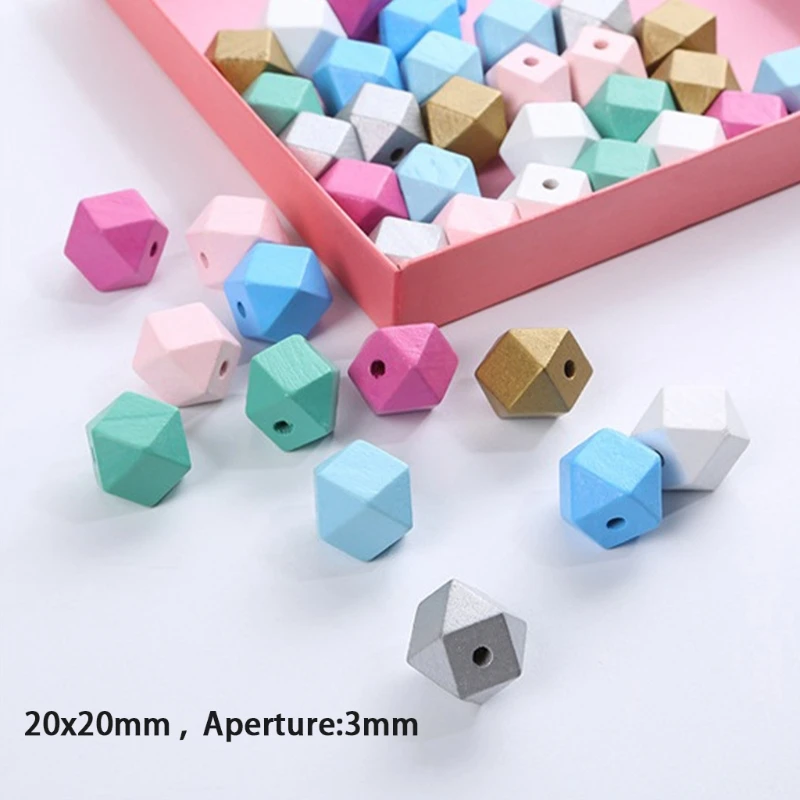 

20 mm 60pcs Wooden Beads Polygonal Diameter Wooden Balls Craft Beads for DIY Jewellery Accessories and Decoration