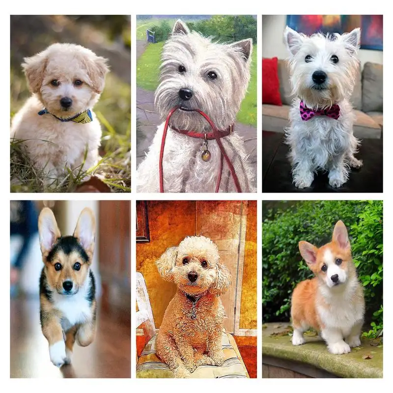 

RUOPOTY Full Round Diamond Embroidery 5D DIY Crystal Rhinestone Embroidery Dog Mosaic Diamond Art Home Decoration Gift
