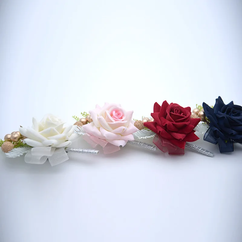 

H&S BRIDAL Vintage Brooch Boutonniere with Pearl Bridal Corsages Bridesmaid Fake Wedding Flower for Wedding 2019