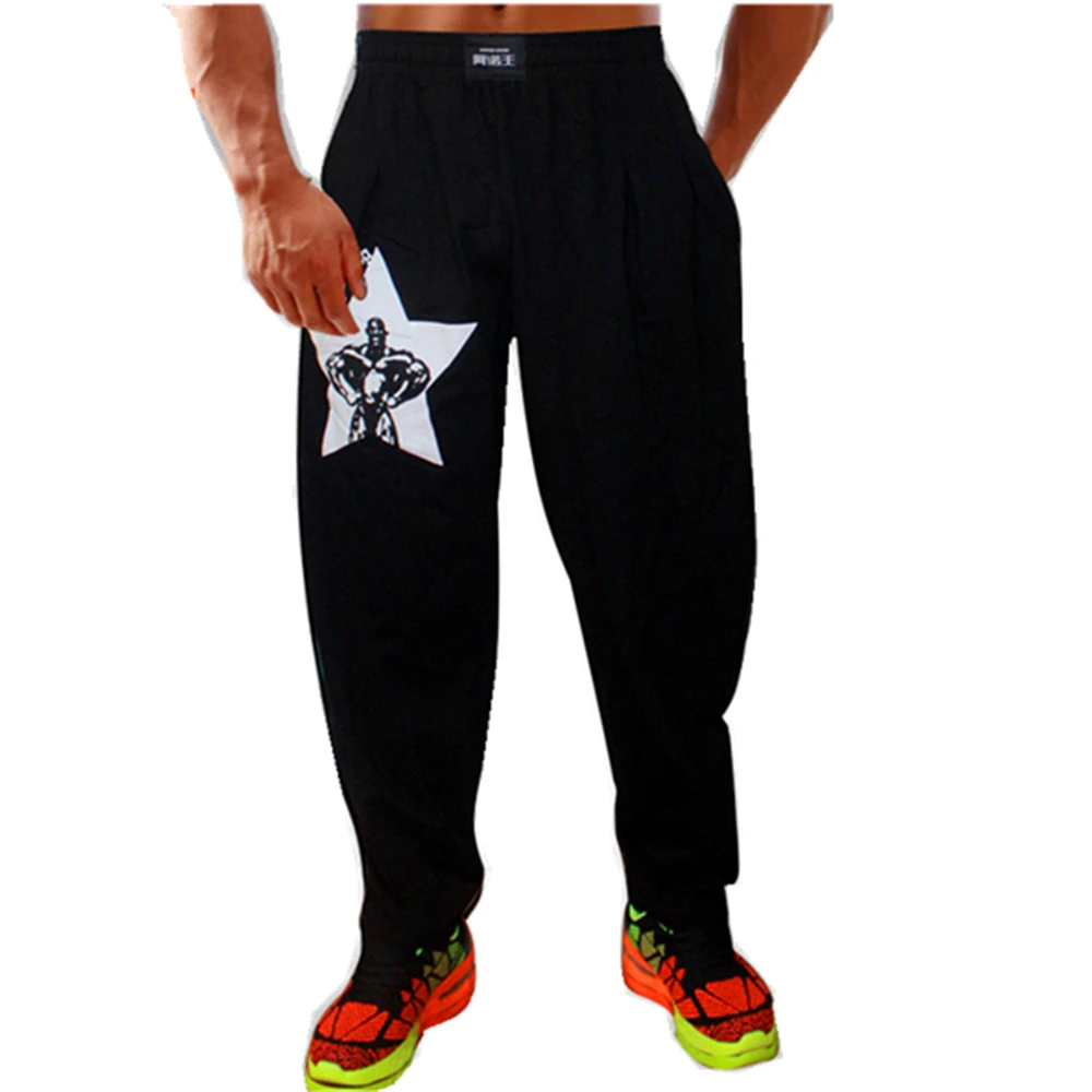 Мужские мешковатые штаны для бодибилдинга высокоэластичная хлопковая одежда