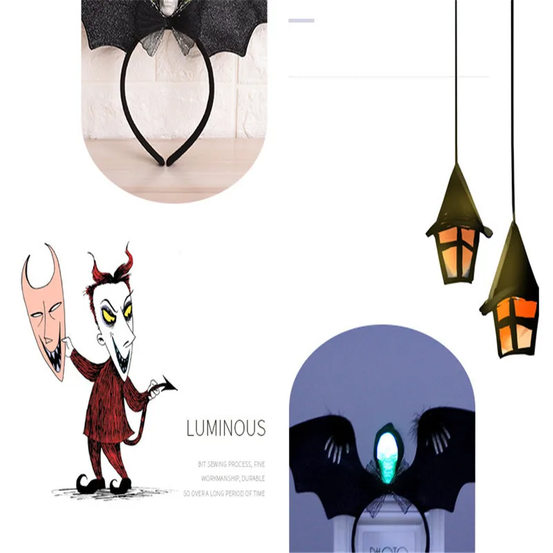 2019 Новый Хэллоуин большая летучая мышь светящаяся повязка на голову