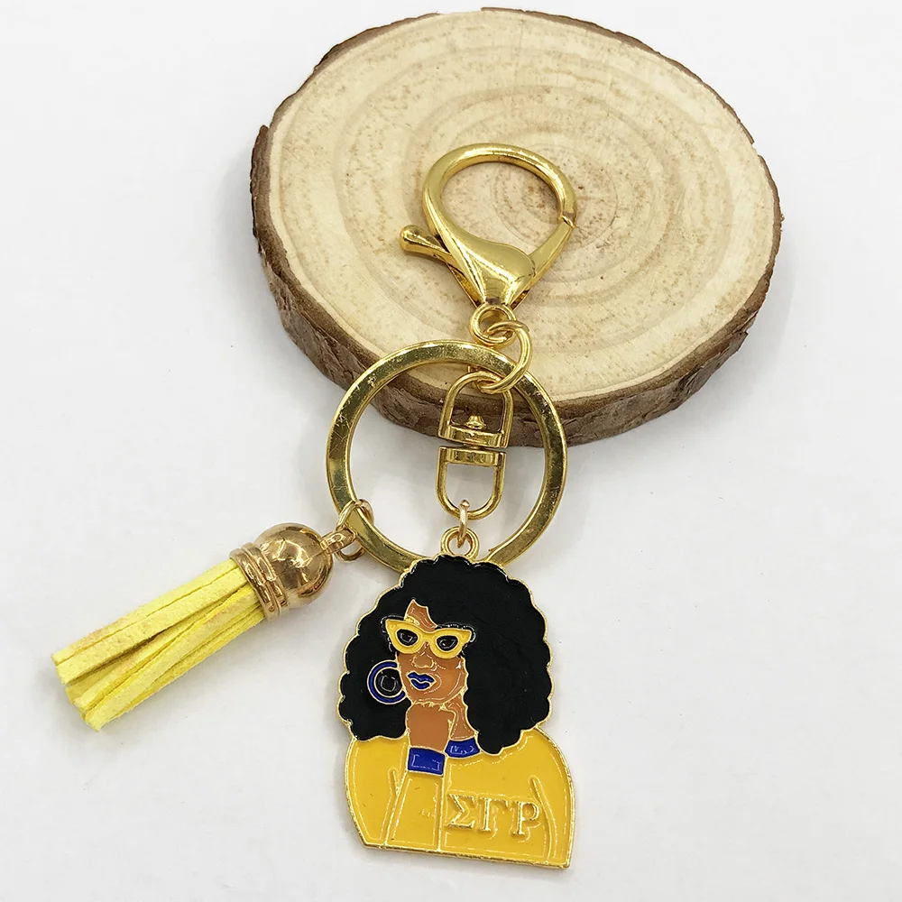 

Handmade Greek Sorority Sigma Gamma Rho Poodle Girl Heart 1922 Tassel Keychains Key Rings Bag Accessories Jewelry