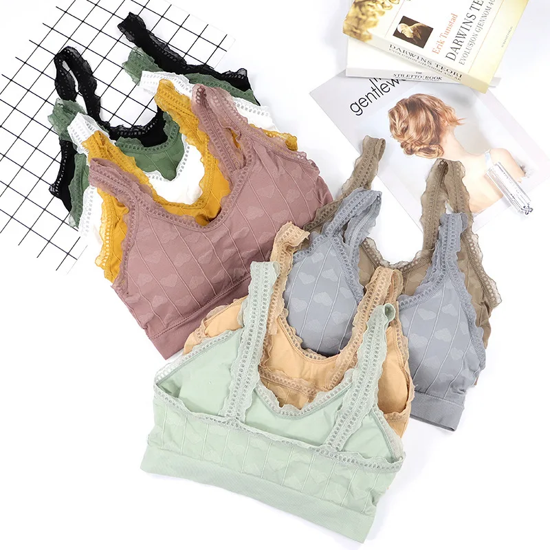 CHRLEISURE кружевной бюстгальтер с принтом в виде сердца для отдыха чашечки