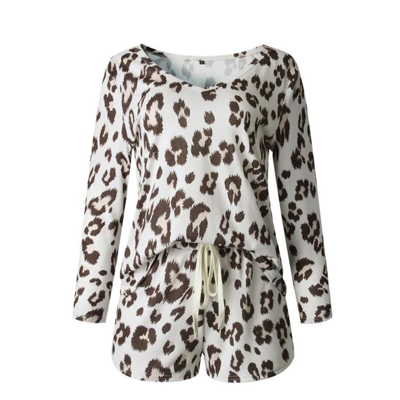 

Women's Household Top High-Waist Short Pants Long Sleeve Loose Elastic Printed Outdoor Home Wear /2