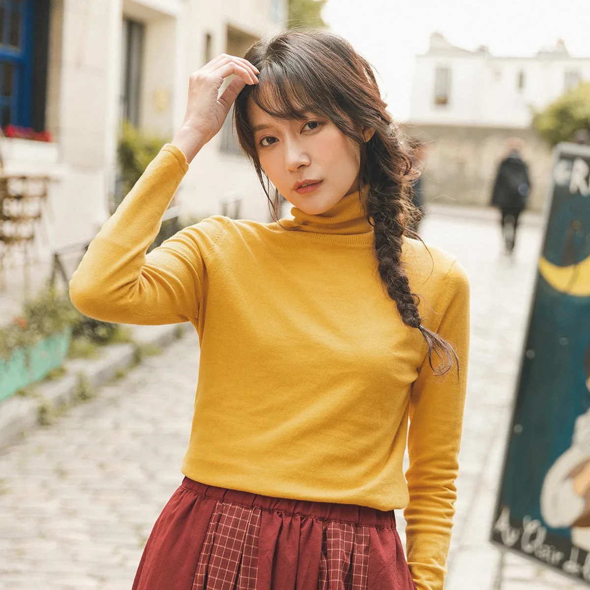 Свитер женский осенне-зимний с воротником-стойкой