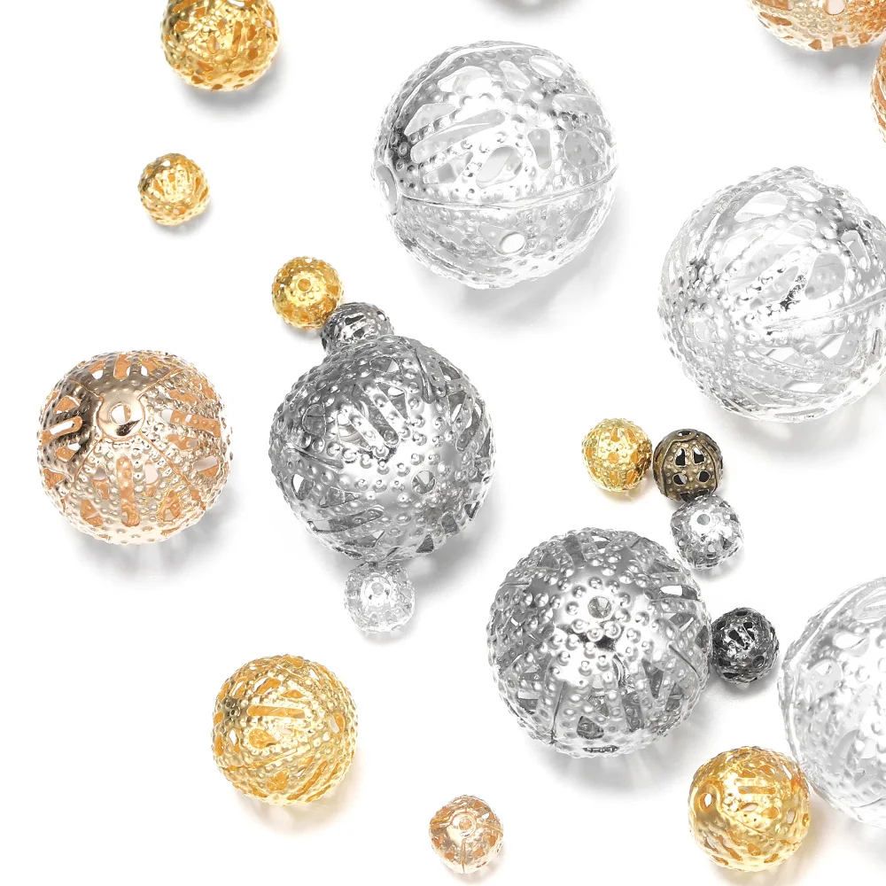 Круглые Обжимные бусины-разделители всех размеров 10-200 шт. металлические шармы с