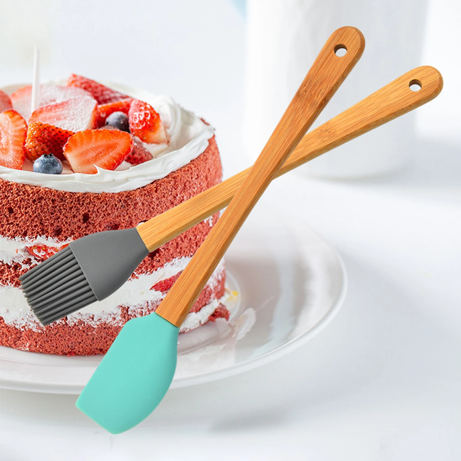 

Non-Stick Silicone Cream Spatula Scraper Spoon Oil Brush Heat-Resistant Spatulas Flexible Kitchen Utensils for Baking Cooking