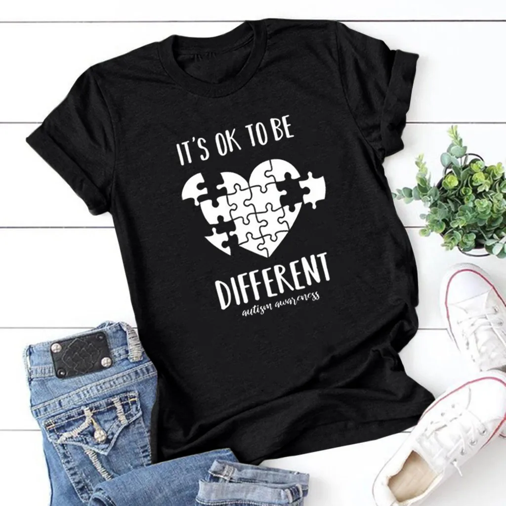 Футболки с надписью It 'ok To Be Different летняя новинка Женская Повседневная футболка