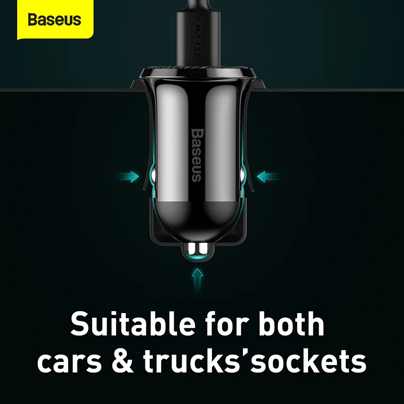baseus 4 8a 24w dual usb car phone charger phone car charging adapter for iphone xiaomi huawei fast car usb charger in car free global shipping