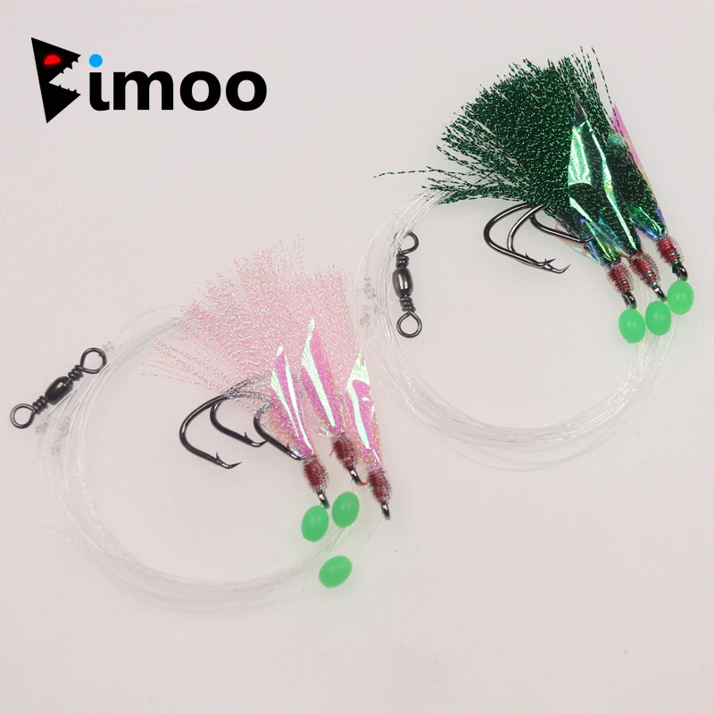 6 Bags 3 Hooks 6/0 Big Flasher Rig Fish Skin Sabiki Snapper Snatcher Cod Fishing Bait Lures with Sharp Hooks