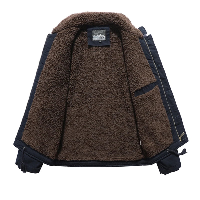 Winter Men's Warm Washed Cotton Jackets Fashion Man Thermal Cotton Coats Casual Outwear Fur Collar Jackets Mens Fleece Clothing