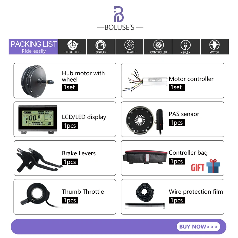 Комплект для электровелосипеда 72 в 3000 Вт задний поворотный бесщеточный