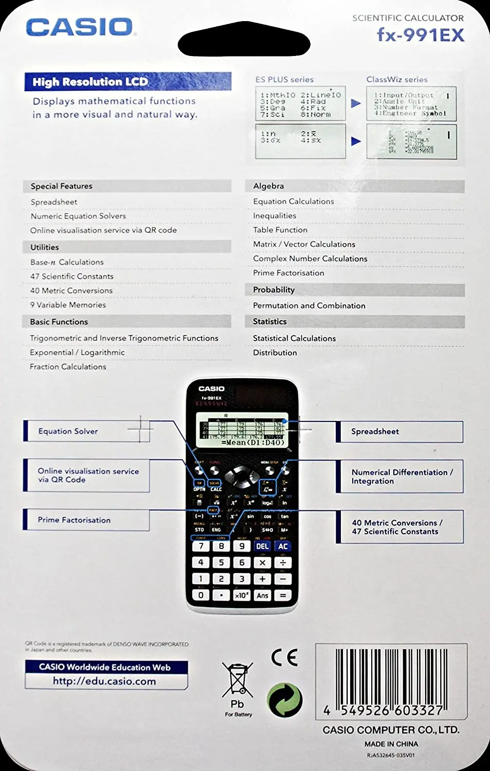 

Original Advanced Scientific Calculator 552 Functions Engineering Students High School Lab Office Solar - Battery