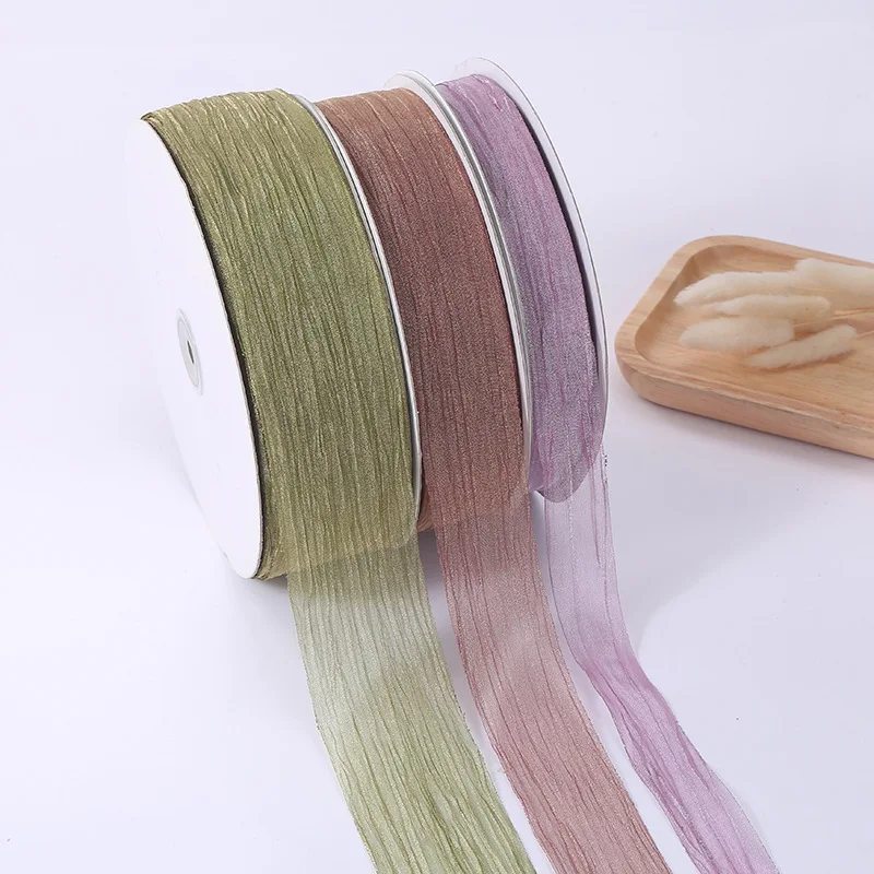 100 ярдов волнистые края Вуаль ленты морщины органза лента оптовая продажа 1-1/2