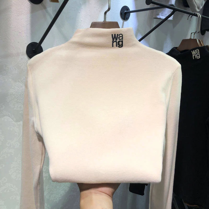 AECU 2021 Женская водолазка с длинным рукавом женские зимние топы теплая футболка