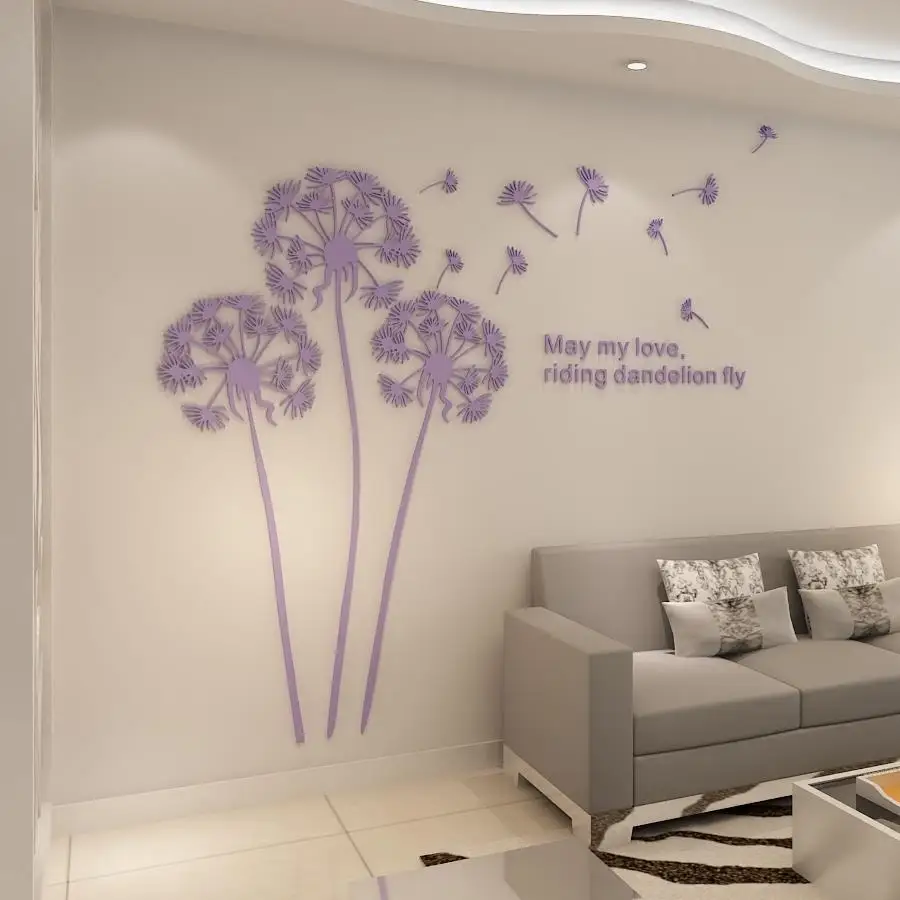 Наклейки на стену в виде одуванчика 3D ТВ диван фоновые украшения настенные