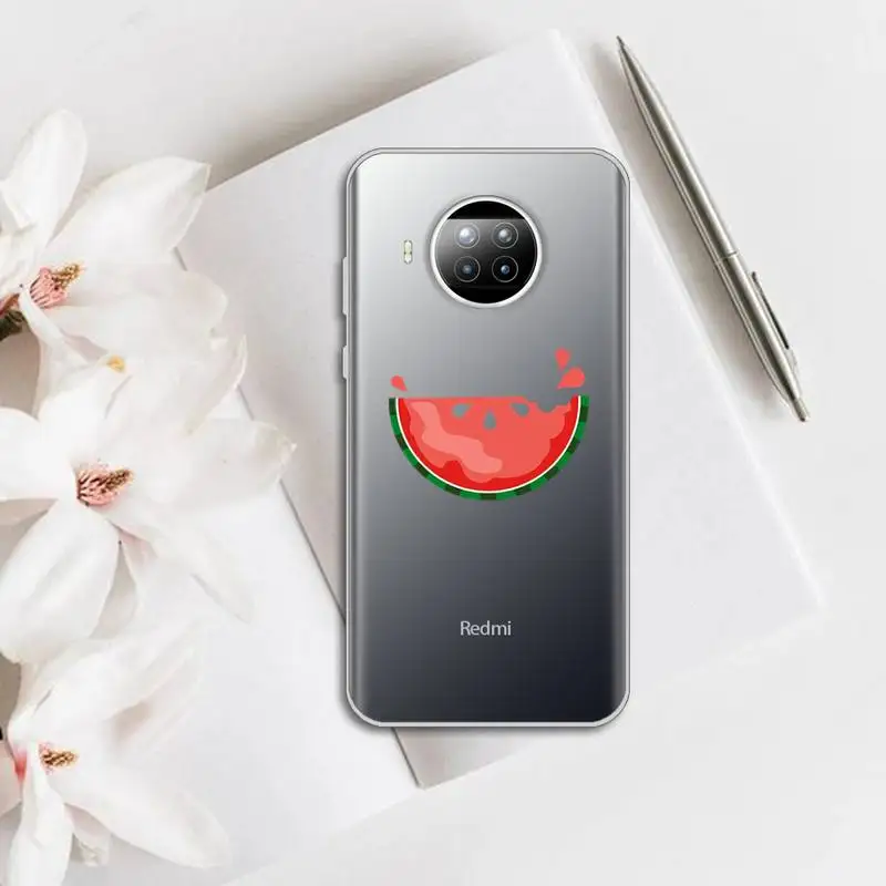 

Phone Case Transparent for Xiaomi mi Redmi note 10 t 8 9 pro lite 11 Samsung S 8 9 10 20 Summer fruit watermelon