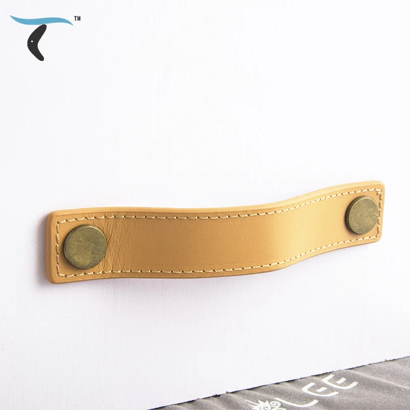 Итальянская двухсторонняя ручка из воловьей кожи для шкафа буфет шкаф Обувной