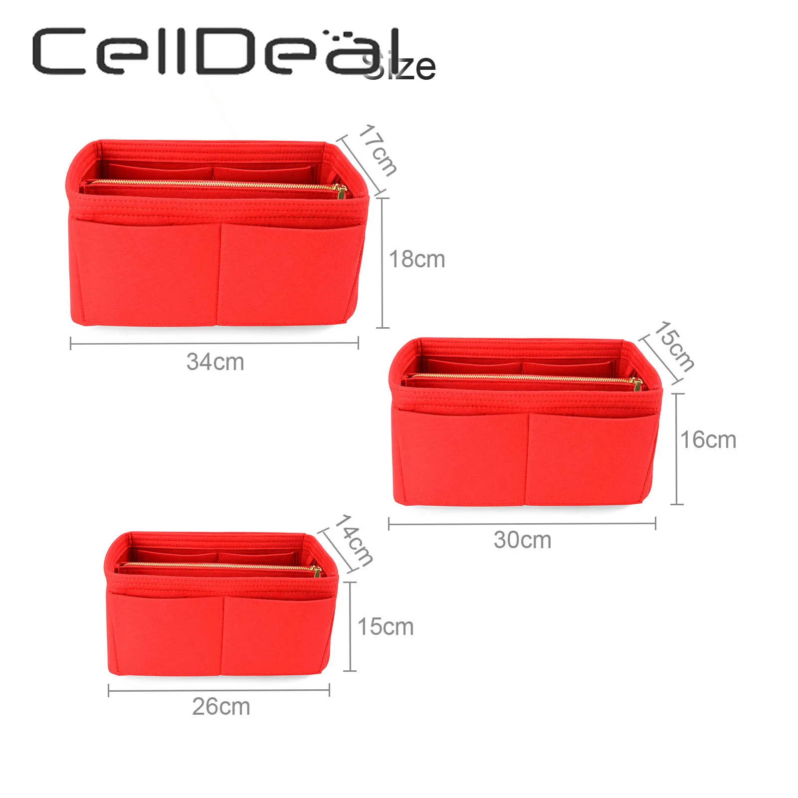 

Multifunction Make Up Organizer Felt Insert Handbag Travel Inner Purse Portable Cosmetic Bag Organizer Suitable for Neverfull