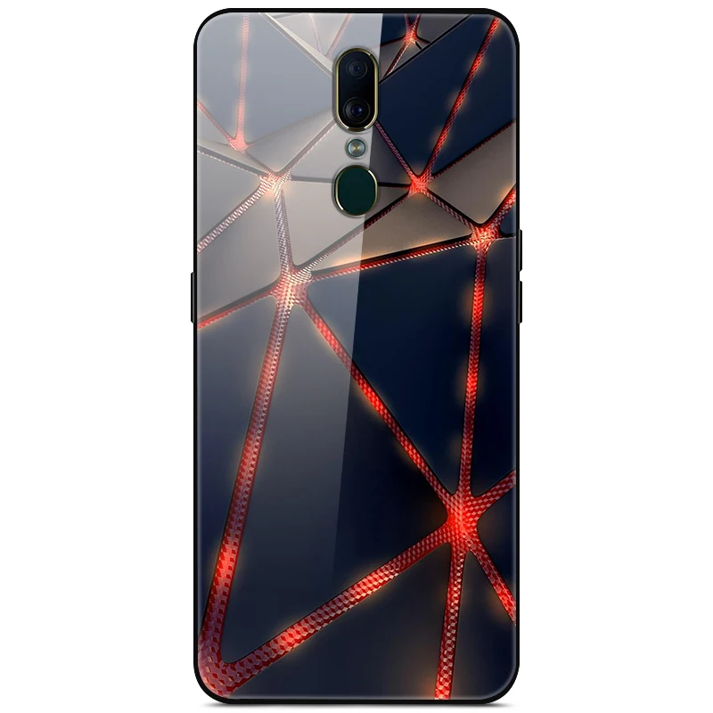 Phone Case For OPPO F5 F7 F9 F11 Pro Luxury Tempered Glass Back Cover CaseWith Soft Silicone Edge F11Pro Shell |