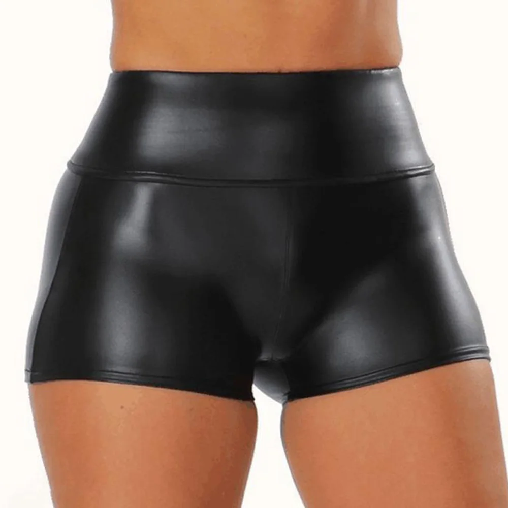 

Women Shiny Faux Leather Shorts Black Sexy Micro Mini Casual Shorts Plus Size Dance Party Clubwear Skinny Booty Shorts Mujer