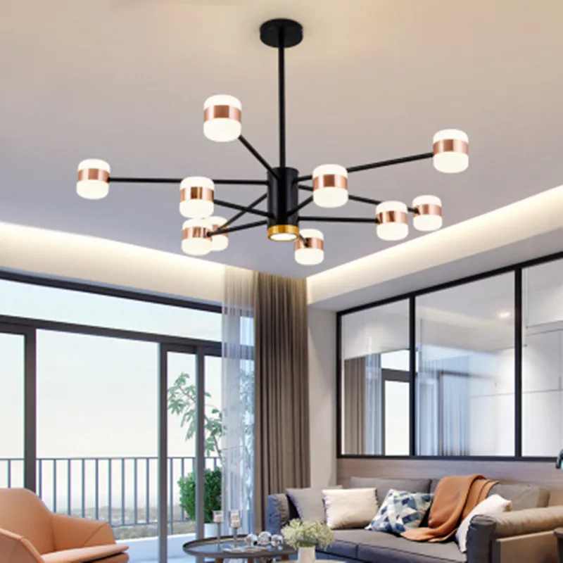 Modern nordic chandeliers lighting 6-16 heads creatvie black rose gold led ceiling hanging lamp for living dining room bedroom | Освещение