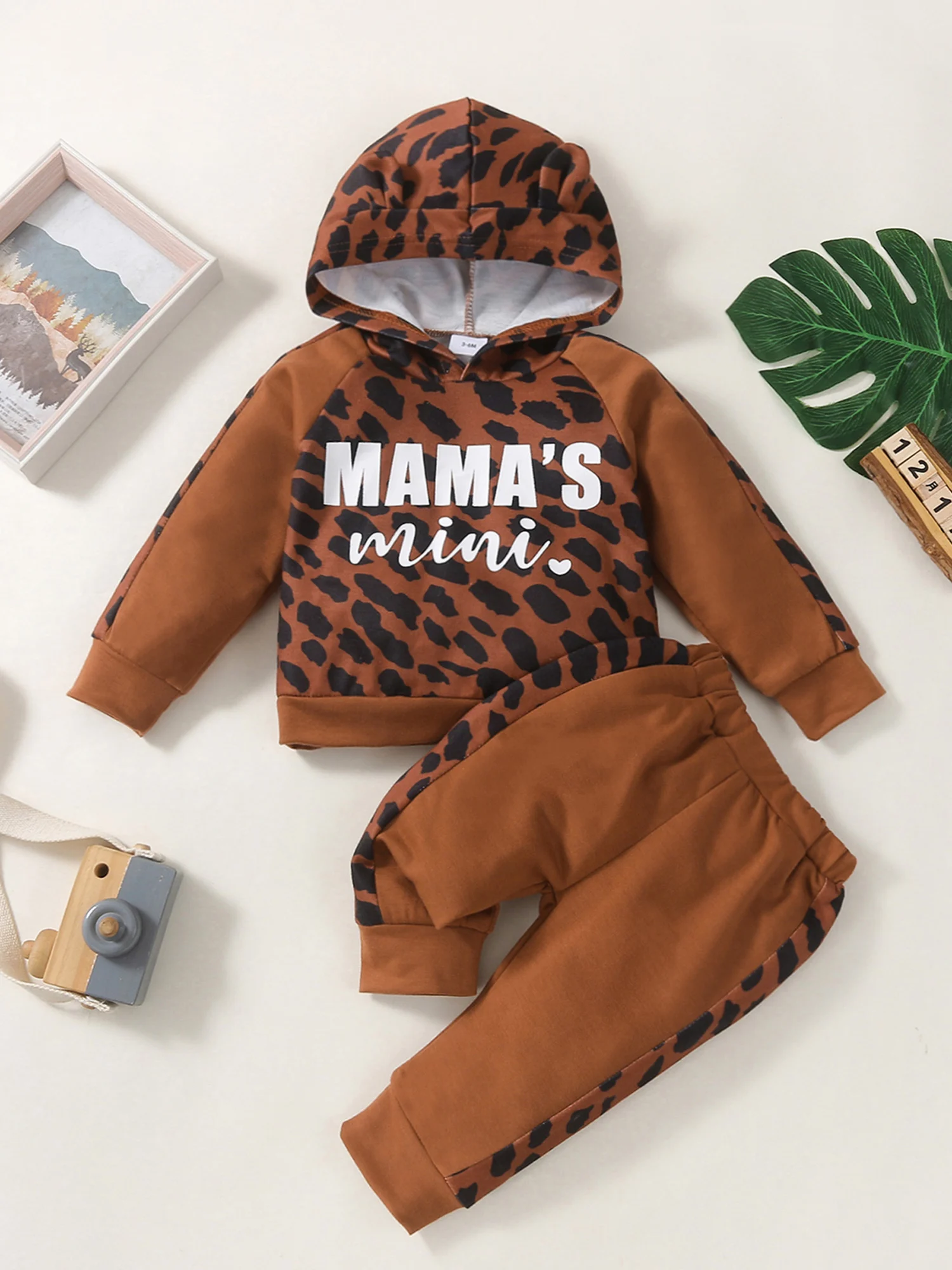 

2Pcs Unisex Baby Tracksuit Leopard Print Long Sleeve Pullover Shirt Casual Pants for Toddler Boys Girls
